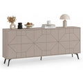 Madia Moderna con 6 Ante Design Geometrico Mobile Contenitore Tortora 184 x 35 x 77.4 cm