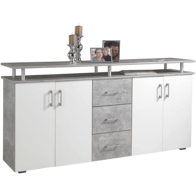 Como con 4 Ante e 3 Cassetti Grigio e Bianco