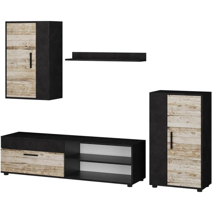 Parete Attrezzata Modulare per Soggiorno Set da 4 con Spazio per Dispositivi Multimediali Beige