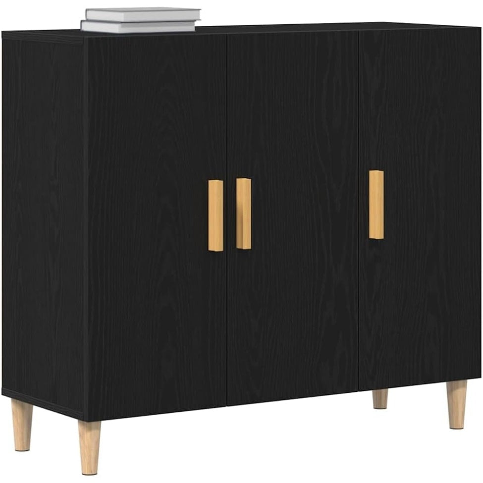 Madia Moderna con 3 Porte Ampio Spazio Contenitore Quercia Nera