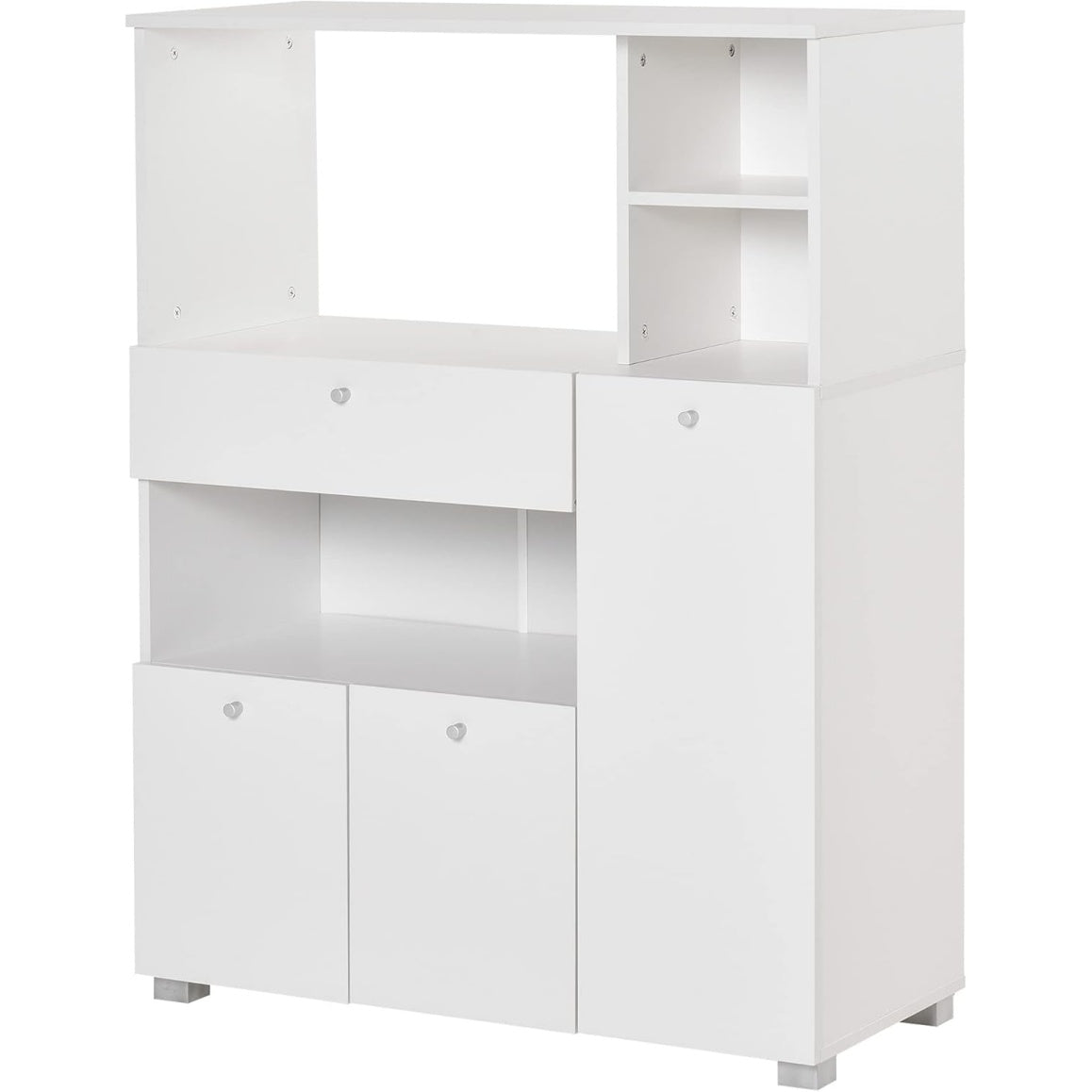 Mobile Cucina con Armadietti Mensole e Cassetto per Microonde e Forno Bianco