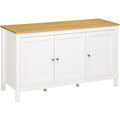 Credenza da Cucina Moderna con 3 Ante e Ripiano Regolabile per Soggiorno Sala da Pranzo Bianco e Finitura Legno